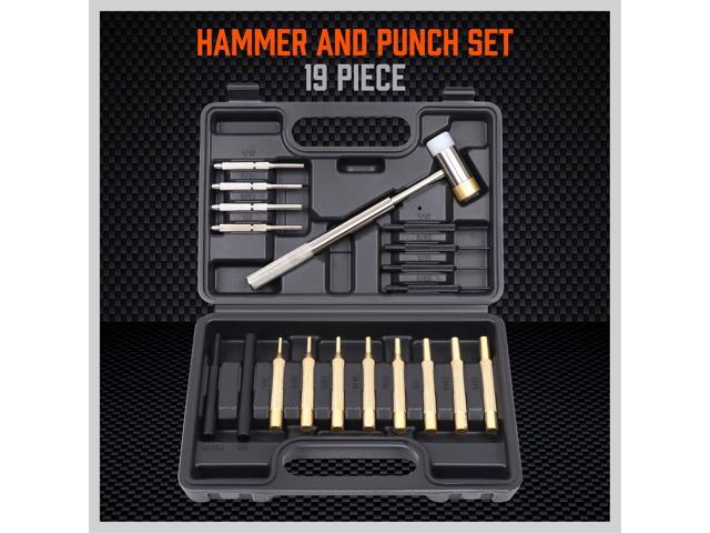 19PC Hammer & Punch Set Brass Steel Plastic Punches Gunsmithing Maintenance Case 