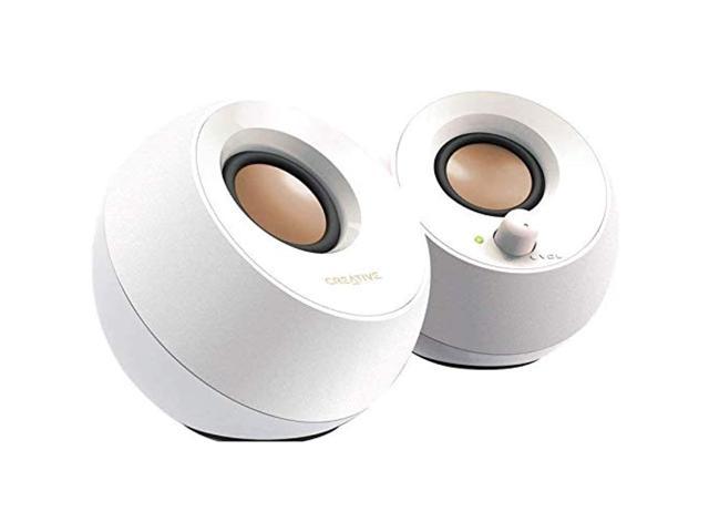 Creative Pebble 2.0 USB-Powered Desktop Speakers with Far-Field Drivers and Passive Radiators for PCs and Laptops (White)