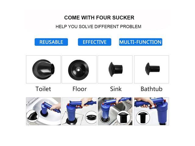 MAGT Professional High Pressure Drain Opener,Air Pump Drain Blaster for Clogged Bath Toilet Pipe Bathtub with 4 Different Sized Suckers 