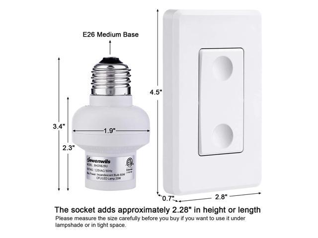 DEWENWILS Remote Control Light Lamp Socket E26 E27 Bulb Base Adapter, No Wiring, Wall Mounted Wireless Controlled Ceiling Light
