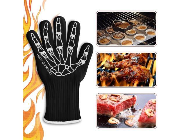 Heat Guardian Heat Resistant Gloves Features 5” Cuff for Forearm Protection Pot Holders Heat Resistant Gloves for Grilling Protective Gloves Withstand Heat Up To 932℉ Use As Oven Mitts 