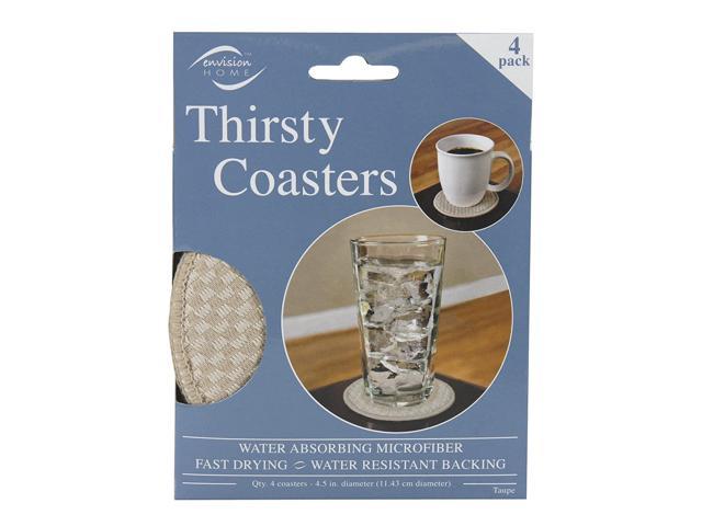Envision Home 423400 Thirsty Coasters, 4.5-Inch Diameter, Taupe, Set of 4