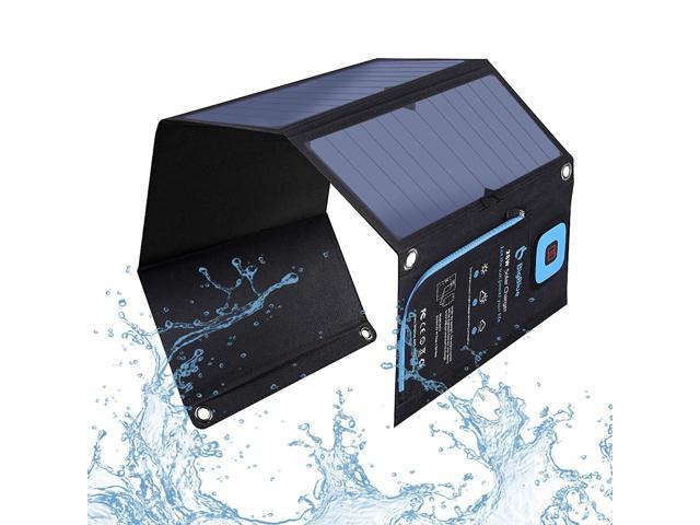 Photo 1 of BigBlue 28W Solar Phone Charger with Digital Ammeter, 2USB(5V/4A Max Overall), Portable Solar Panels for Camping and Emergency, Compatible with iPhone 11/Xs/XR/X/8/7S, iPad, Galaxy S8, LG and More