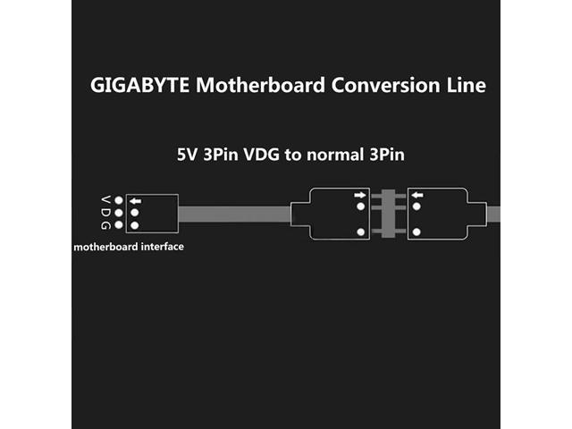 Sara-u 5V 3PIN R-GB V-DG Adapter Line Connector for Motherboard 5V 3Pin V-DG To Normal 3Pin Conversion Cable Black 
