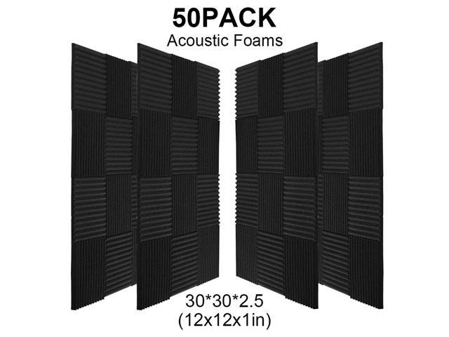 guohongus 50 Pack Ice Black Acoustic Panels Studio Foam Wedges 1" X 12" X 12" (50pack, Black)