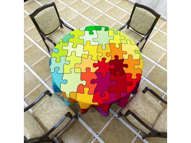 Vva Round Tablecloth Colorful Puzzle Pieces Abstract Fractal Cartoon Image Children Toys Collection Table Cover For Indoor And Outdoor Events 50 Inch Multicolored Newegg Com - Round Table Definition Literature