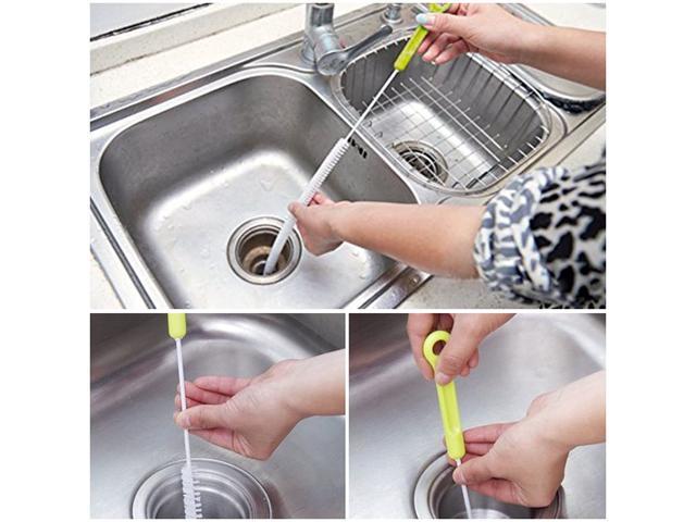 Kitchen and Toilet 28inch/71cm Bendable Sink Drain and Snake Overflow Cleaning Brush for Bathroom Tub 2pcs Sewer Drain Cleaning Brush
