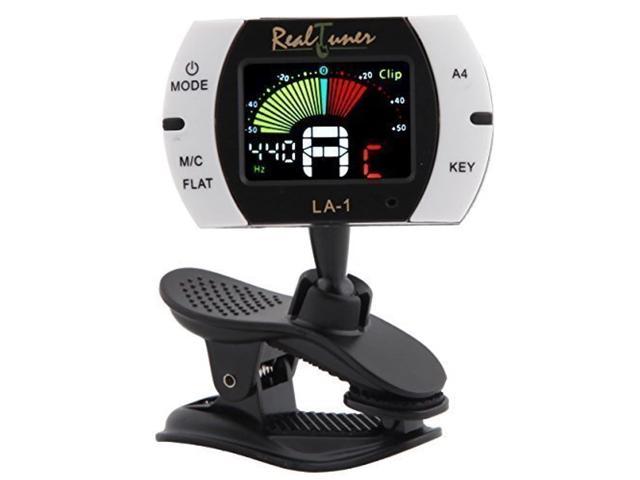 Real Tuner - Chromatic Clip-on Tuner for Guitar, Bass, Violin, Ukulele, Banjo, Brass and Woodwind Instruments - Bright Full Color Display - Extra Mic Function - A4 Pitch Calibration - Transposition