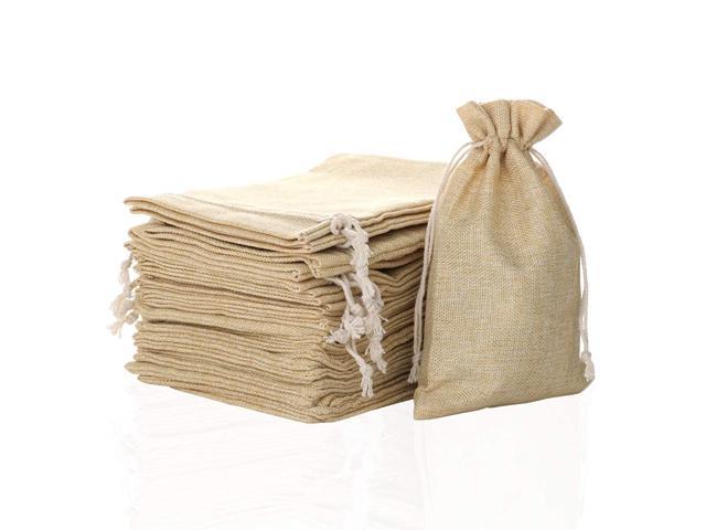 30 Pcs Small Drawstring Burlap Wedding Favor Gift Bags Linen Jewelry Pouch 