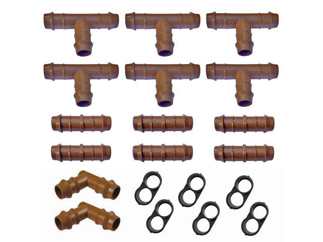 20 PIECE SET Tees Kit Drip Irrigation Fittings Kit For 1/2" Tubing Connectors 