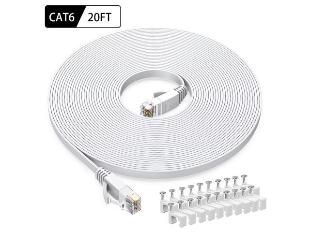 BUSOHE Cat-7 Flat RJ45 Computer Internet LAN Network Ethernet Patch Cable Cord 60 Feet Cat7 Ethernet Cable 60 FT Black