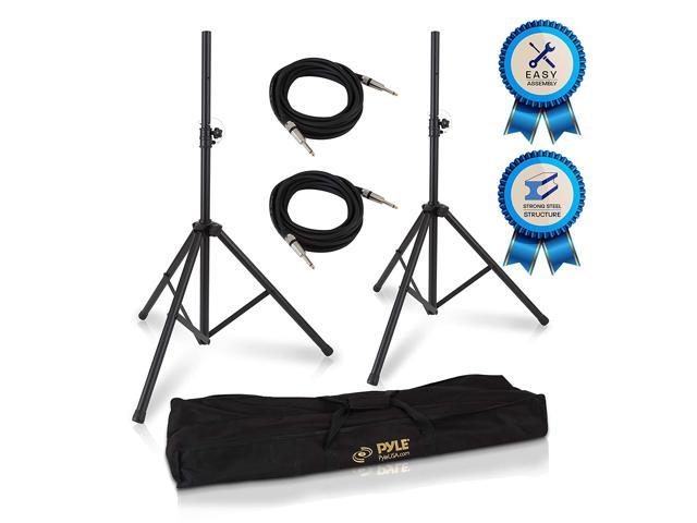 Pyle Universal Stand Kit-Height Adjustable 3.6’ -5.6’ Tall Sound Equipment Tripod Mount for Speakers w/ 35mm Insert-Home, Stage, Studio Use-(2), 21’ ft 1/4" Audio Cable (PMDK102)