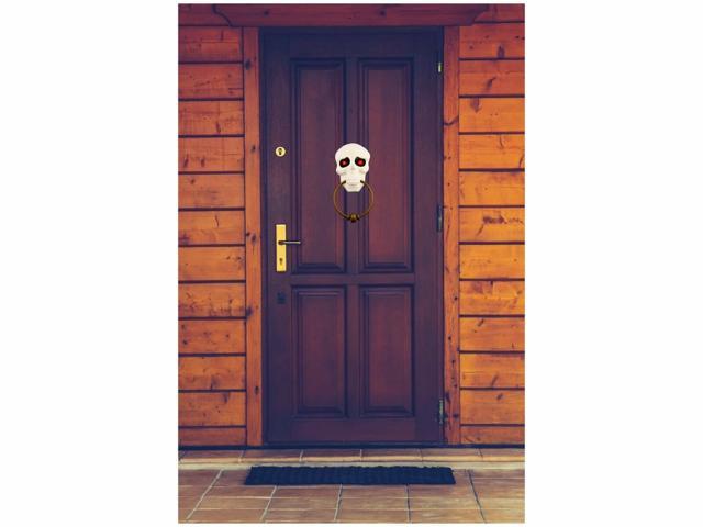 White with Gold Door Knocker Ring, 11.5 in long x 6 Halloween Scary Doorbell 