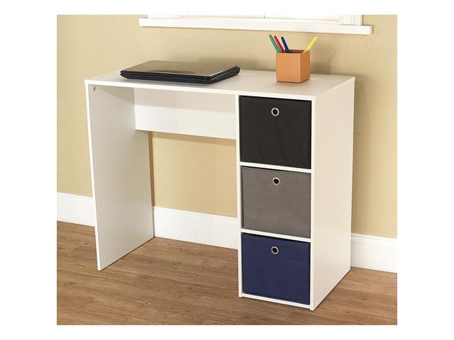 Kids Desk With Three Fabric Storage Bins Dorm Room Decoration Decor Furniture Newegg Com