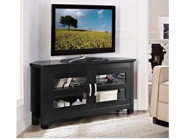 Corner Tv Stand Cabinet Black Media Entertainment Center