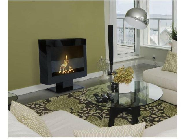 Modern Triebca Vent Free Ethanol Fireplace Black Protective Glass