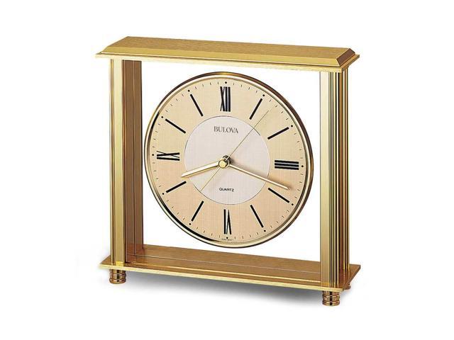 Bulova Desk Clock Grand Prix Gold Tone Dial Quartz Antique Brass Grand Prix Gold Tone Dial Quartz