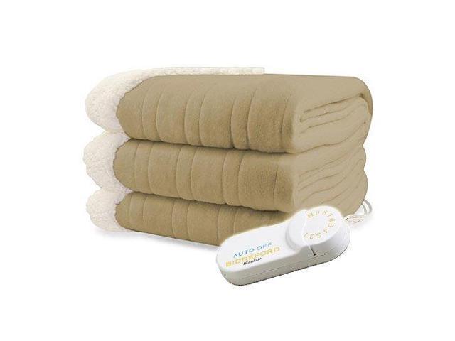 Biddeford Comfort Knit Electric Heated Throw Blanket Sherpa Fawn