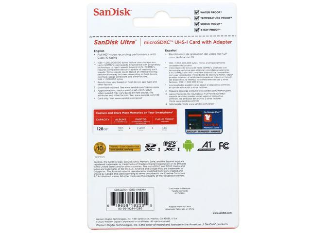 SanDisk Tarjeta de memoria Ultra microSDXC UHS-I de 1 TB con adaptador -  120 MB/s, C10, U1, Full HD, A1, tarjeta Micro SD - SDSQUA4-1T00-GN6MA