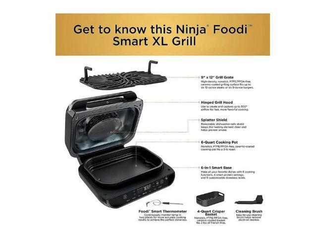  Ninja FG551H Foodi Smart XL 6-in-1 Indoor Grill with 4