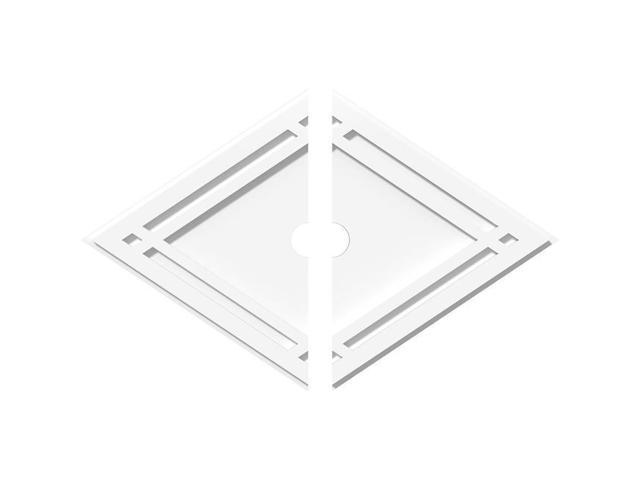 Ekena Millwork Cmp26x17dd2 02000 2 In Id X 9 In Rectangle Diamond Architectural Grade Pvc Contemporary Ceiling Medallion 2 Piece