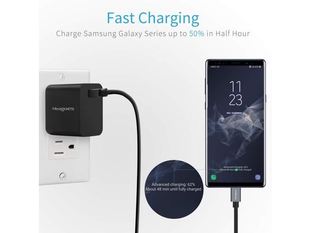 Note 10//9//8 Compatible for Samsung Galaxy S10//S9//S8 Meagoes Fast Charger Kit LG G8 ThinQ//G7G6//V50//V40//V35//V30//V20 Rapid USB C Quick Charge 3.0 Wall Charger /& Car Charger Bundle with 2 USB C Cord