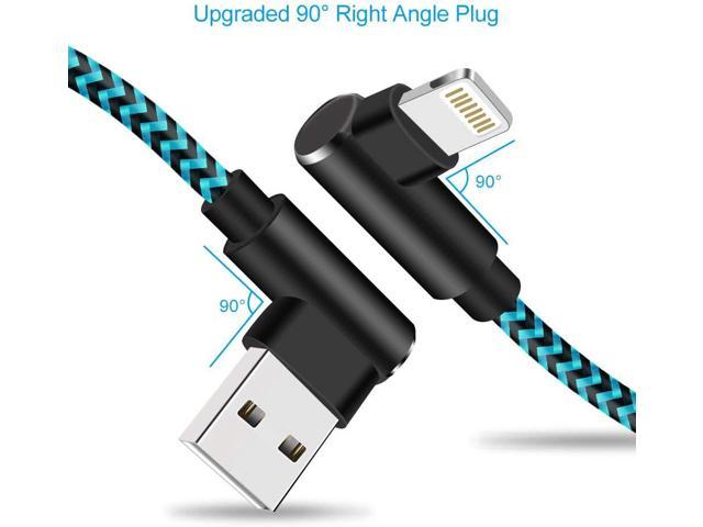 iPhone Charger 90 Degree 10ft 3 Pack Lightning Cable Braided Right Angle Charging Cord Compatible with iPhone Xs Max 8 7 Plus 6 iPad Blue,10 Foot 