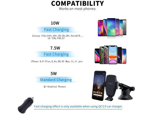 Wireless Car Charger,1 KAIHDA 10W Qi Fast Charging Auto-Clamping Car Mount,Windshield Dash Air Vent Phone Holder Compatible iPhone 11//11 Pro//11 Pro Max//Xs MAX//XS//XR//X//8//8+,Samsung S10//S10+//S9//S9+//S8//.