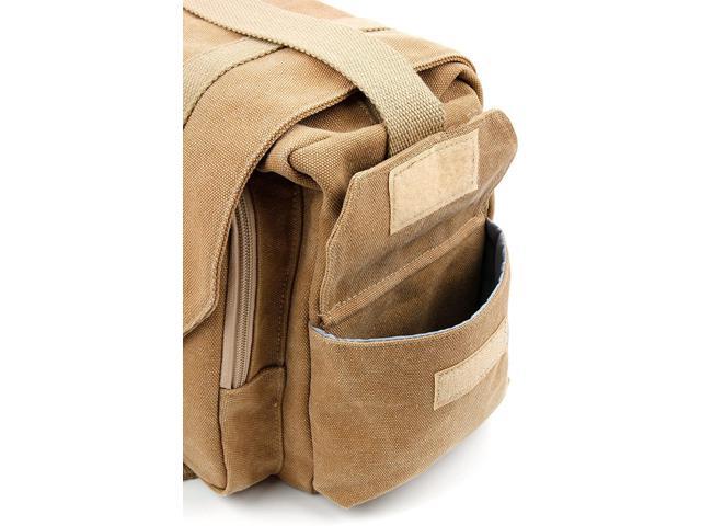 DURAGADGET Tan-Brown Large Sized Canvas Carry Bag with Multiple Pockets /& Customizable Interior Compartment Compatible with Easypix A4 Digital-Scanner