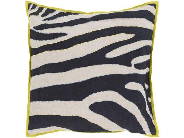 22 Lime Green Gray And Beige Zebra Print Square Decorative Throw