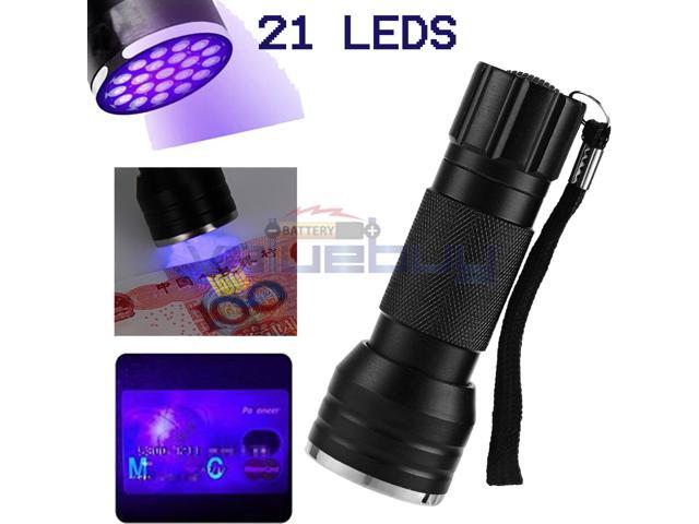 UV Ultra Violet 21 LED Flashlight Mini Blacklight Aluminum Torch Light Lamp NEW 