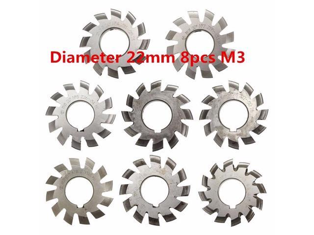 Module 1 PA20 Bore 22mm #1-8 HSS Involute Gear Milling Cutter