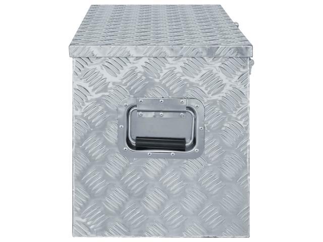 vidaXL Aluminum Box 43.5"x15.2"x15.7" Silver Toolbox Trailer Boxes Organiser