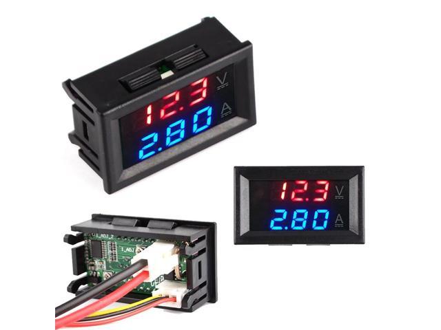 Dc 100v 10a 50a 100a Mini Digital Voltmeter Ammeter Voltage Current Meter Tester 0 28 Blue Red Dual Led Display For Home Newegg Com