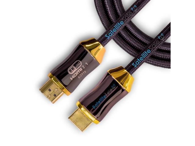 SatelliteSale Digital Ultra High-Speed HDMI 2.1 Cable 4K/120Hz 8K/60Hz 48Gbps Universal Wire Black Cotton Cord 6 feet