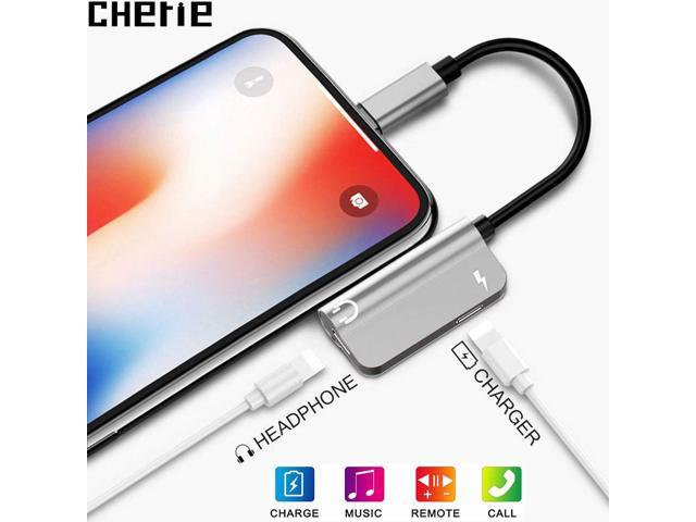 Silver Headphones Adapter Car Charger for Phone Adapter Aux Headphone Jack Adaptor Charger for Phone 8/8Plus/7/7Plus/X/XS Max 2 in 1 Earphone Audio Connector Jack Splitter Cable Accessories 
