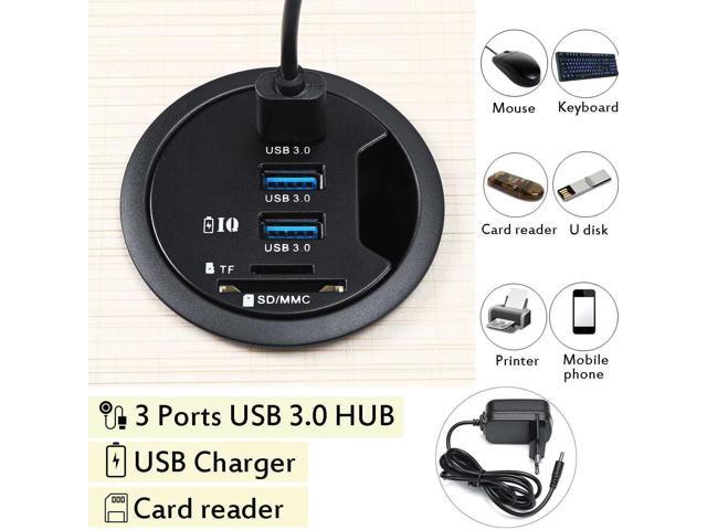 Universal In Desk 3 Port Usb 3 0 Hub Adapter Charger With Sd Card