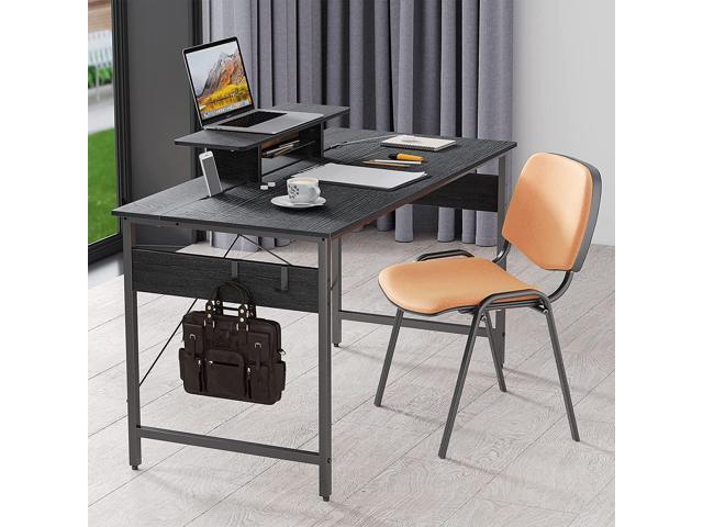 Coavas Computer Desk with Storage, Home Office Desk with Adjustable  Shelves, Simple Style Writing Study Desk with Metal Frame, Modern Design PC  Laptop