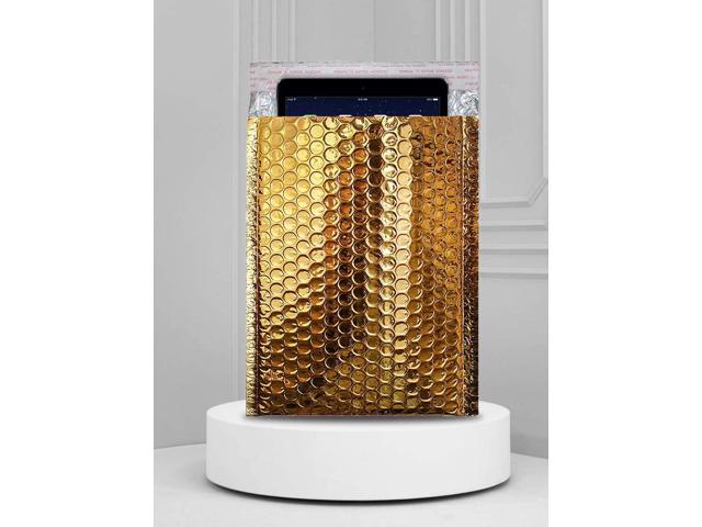 AMZ Gold Metallic Bubble Mailers 8.5 x 13 Pack of 10 Poly Bubble Mailers 8 1/2 x 13 Gold Envelopes Bubble Padded Shiny Gold Poly Mailers Metallized Bubble Mailer Stylish Cute Bubble Mailers