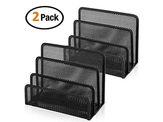 Desk Mail Organizer Anumit Office File Desktop Small Holder Paper Letter Sorter With 3 Vertical Upright Metal Mesh