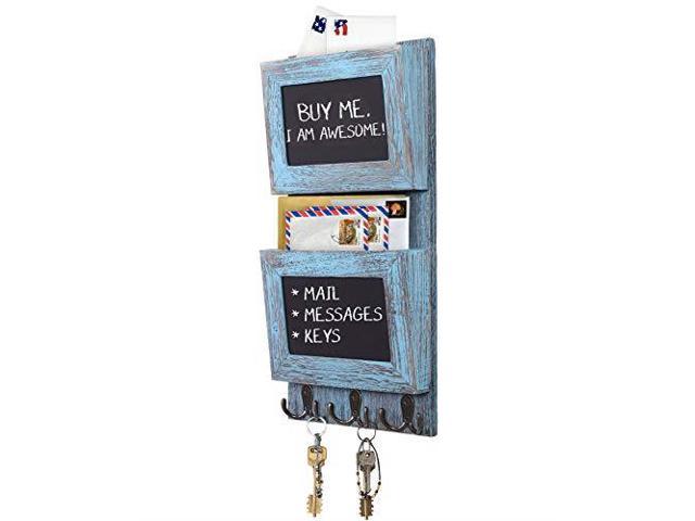 Rustic 2slot Mail Sorter Organizer For Wall With Chalkboard