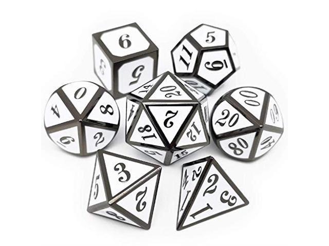 Haxtec Rainbow D&D Metal Dice Set of 7 Die for Dungeons and Dragons Roleplaying Games Rainbow/ Holo Navy Blue 