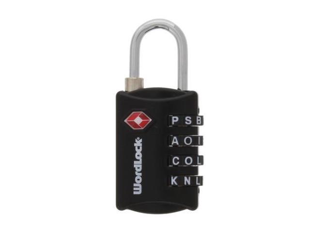 TSA Approved Lock for Luggage by WordLock. Keep Your Luggage Safe and Secure While Traveling. Lock with Words, not Numbers. (Black)