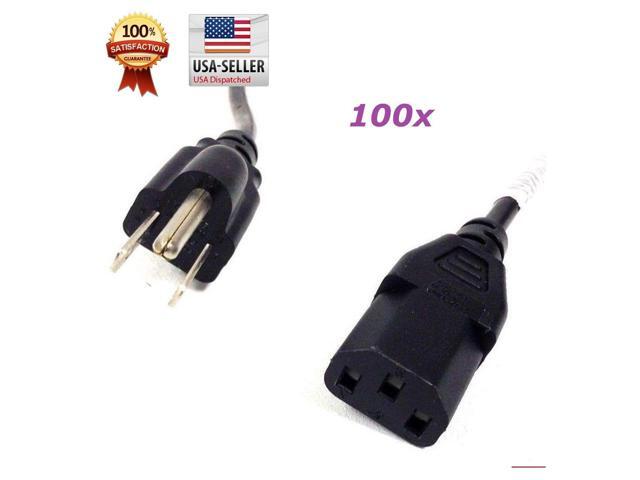 Lot of 100 pcs Computer PC Monitor 3-Prong 6ft Power Cord Cable IEC320