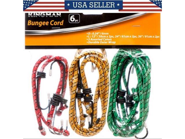 6PC Bungee Bungie Cord Set High Quality Light duty Stretch Strap 36" 17" 12" 