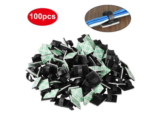 100X Cable Clips Self-Adhesive Cord Management Black Wire Holder Organizer Clamp