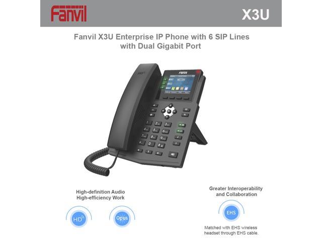 Dual-Port Gigabit Ethernet Power Adapter Not Included Fanvil X3U Enterprise VoIP Phone 6 SIP Lines 2.8-Inch Color Display 