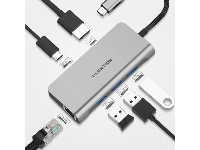 Lention Usb C Digital Av Multiport Hub With 4k Hdmi Gigabit Ethernet Usb 3 0 Charging Adapter Compatible 16 Macbook Pro 13 15 16 New Mac Air Surface Chromebook More Cb C65 Space Gray Newegg Com