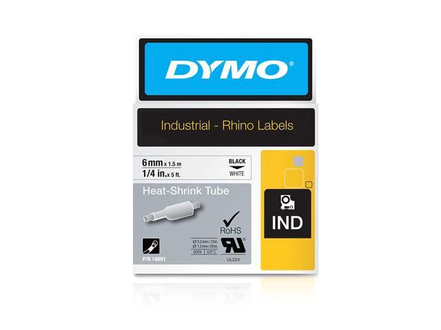 DYMO Industrial Heat-Shrink Labels | Authentic DYMO Labels, For Tubing or Cables (1/4" Tube, Black on White)