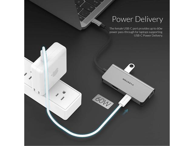 Lention Usb C Digital Av Multiport Hub With 4k Hdmi Gigabit Ethernet Usb 3 0 Charging Adapter Compatible 16 Macbook Pro 13 15 16 New Mac Air Surface Chromebook More Cb C65 Space Gray Newegg Com